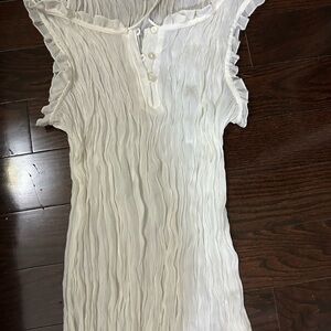 Allison Taylor Cream Ruffled Sleeveless Blouse